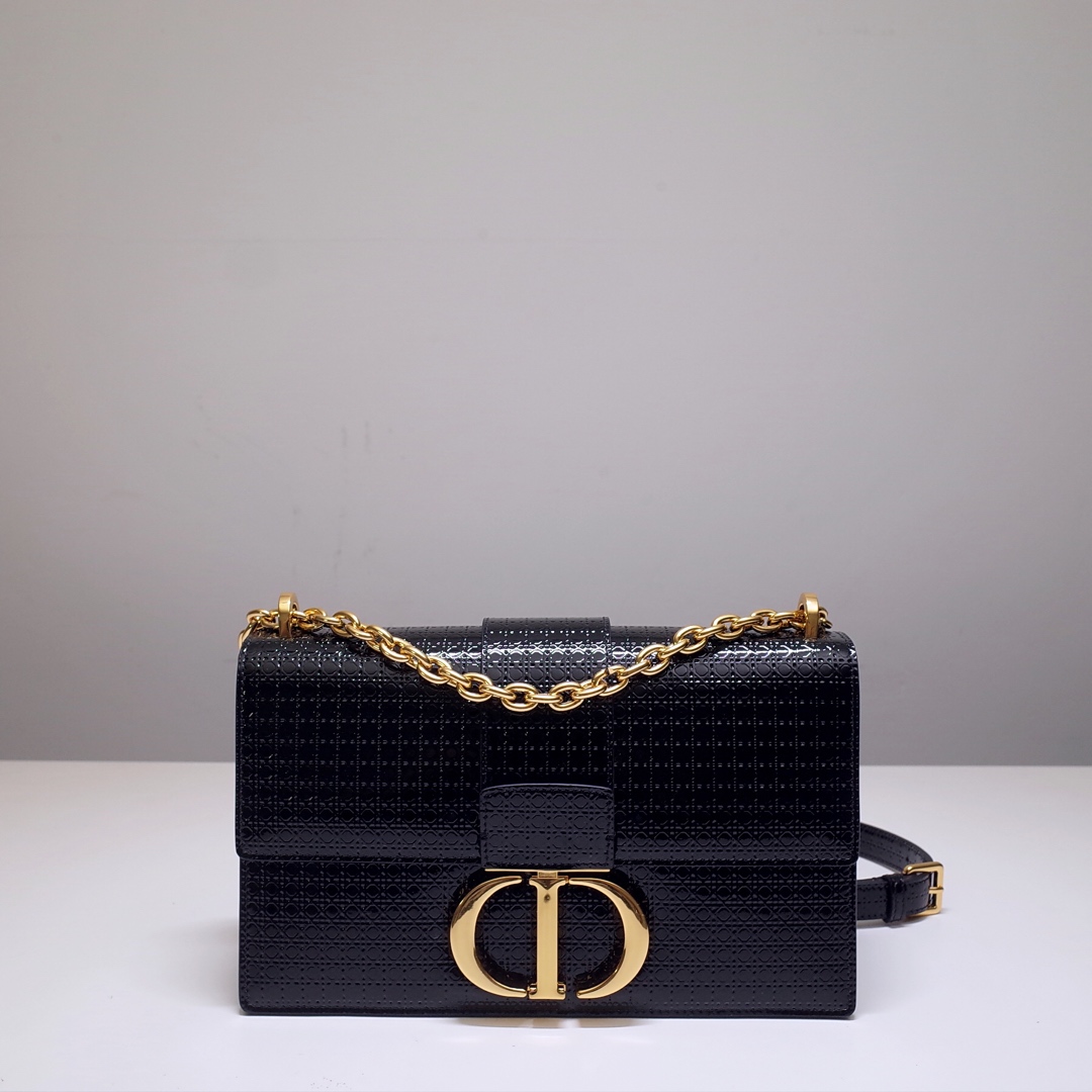 30 Montaigne Chain Bag Black Calfskin